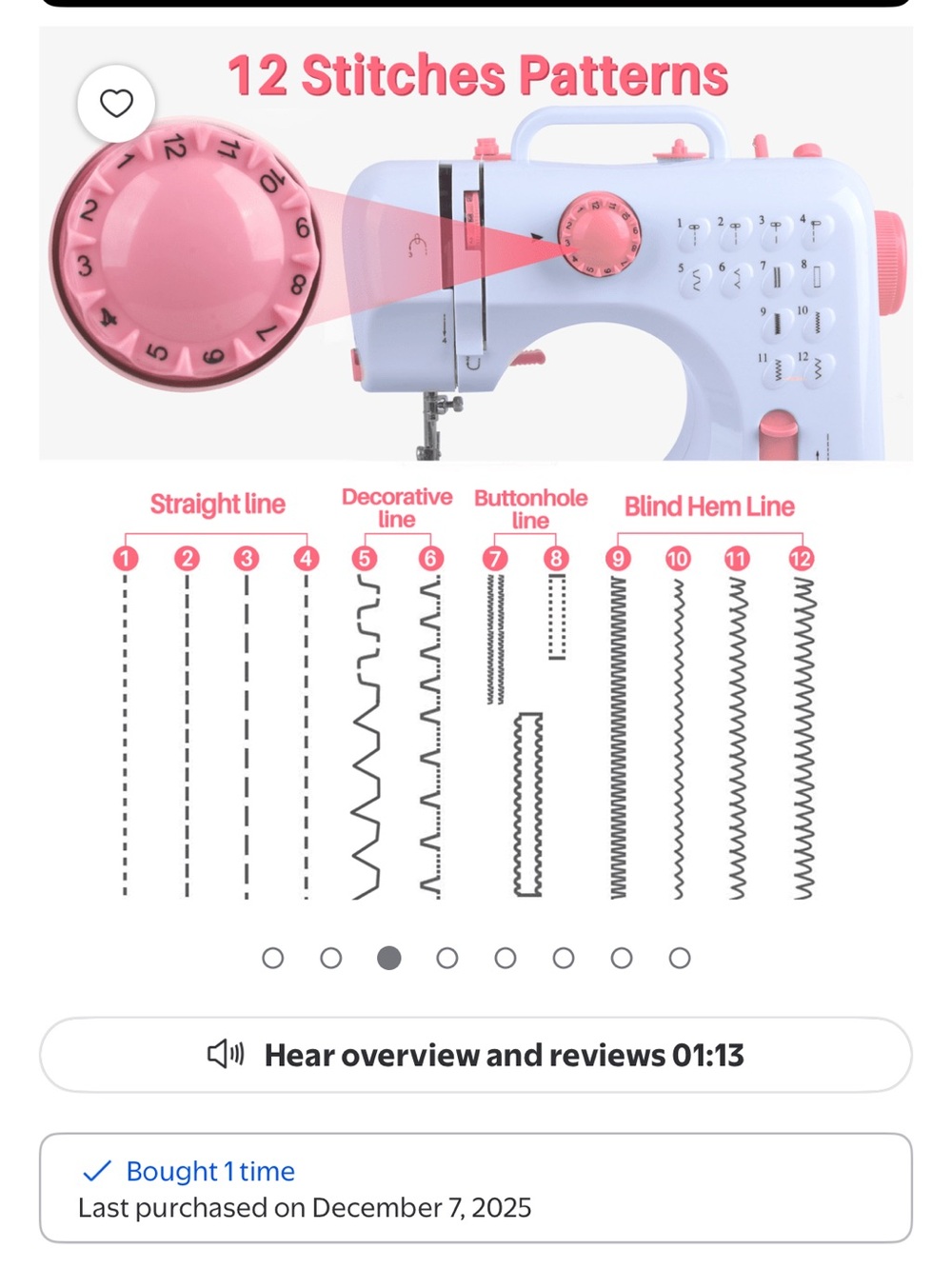 Pink Portable Sewing Machine for Beginners - Picture 2 of 3
